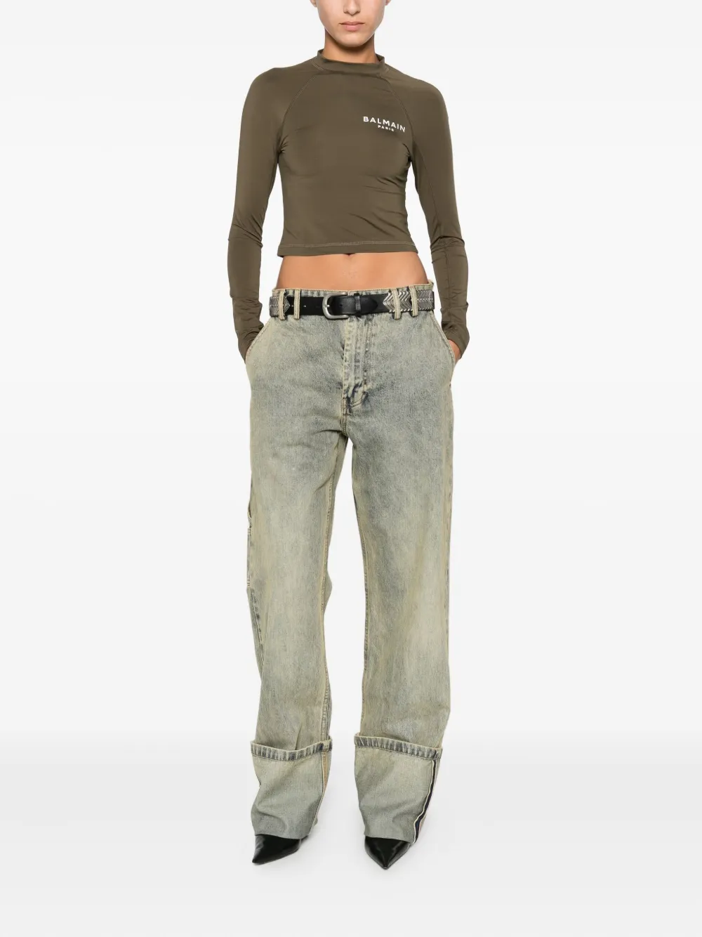 Balmain T-shirt met logoprint Groen