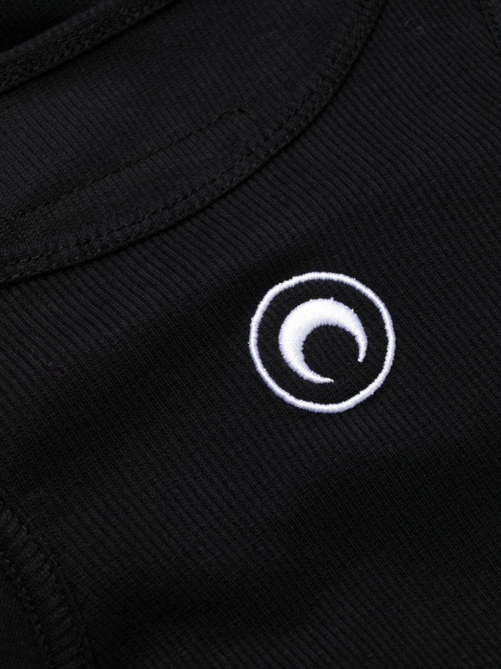 Shop Marine Serre Crescent Moon-embroidered Cotton Bodysuit In Black