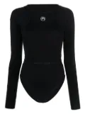 Marine Serre Crescent Moon-embroidered cotton bodysuit - Black