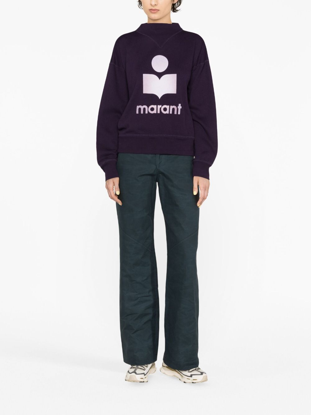 MARANT ÉTOILE Moby logo-flocked sweatshirt - Paars
