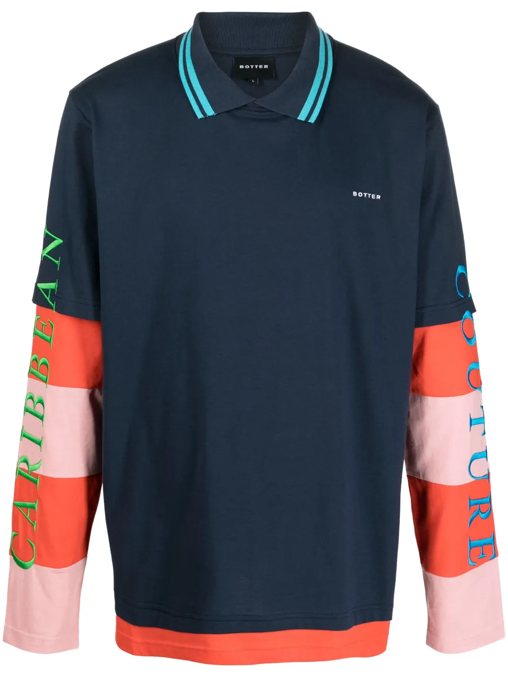 Botter Striped Double-sleeves Organic Cotton T-shirt In Blue