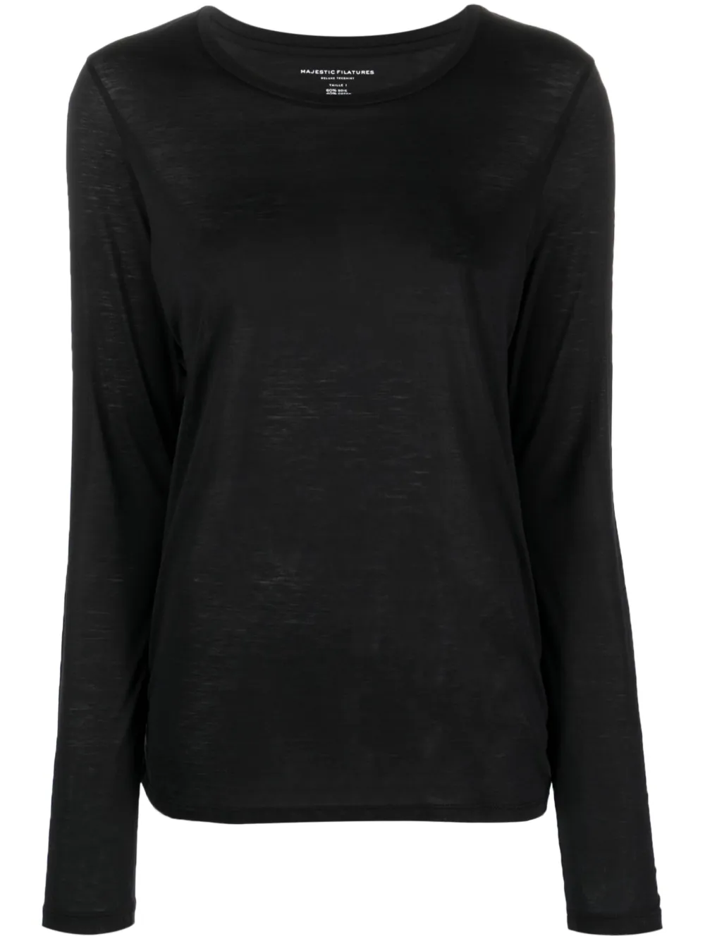 Majestic Finished-edge Long-sleeved T-shirt In Black