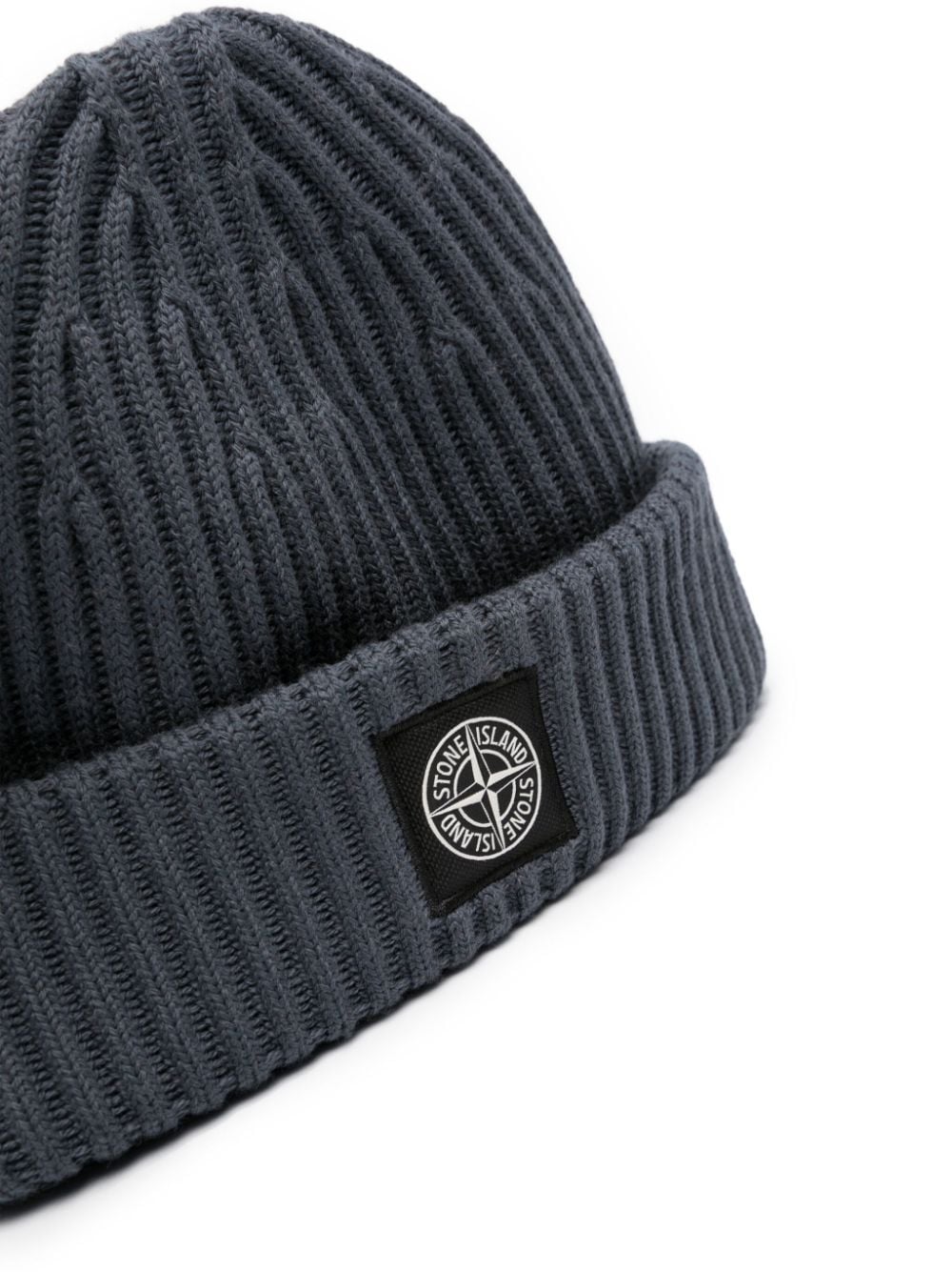 Stone Island Compass-motif ribbed beanie - Grijs