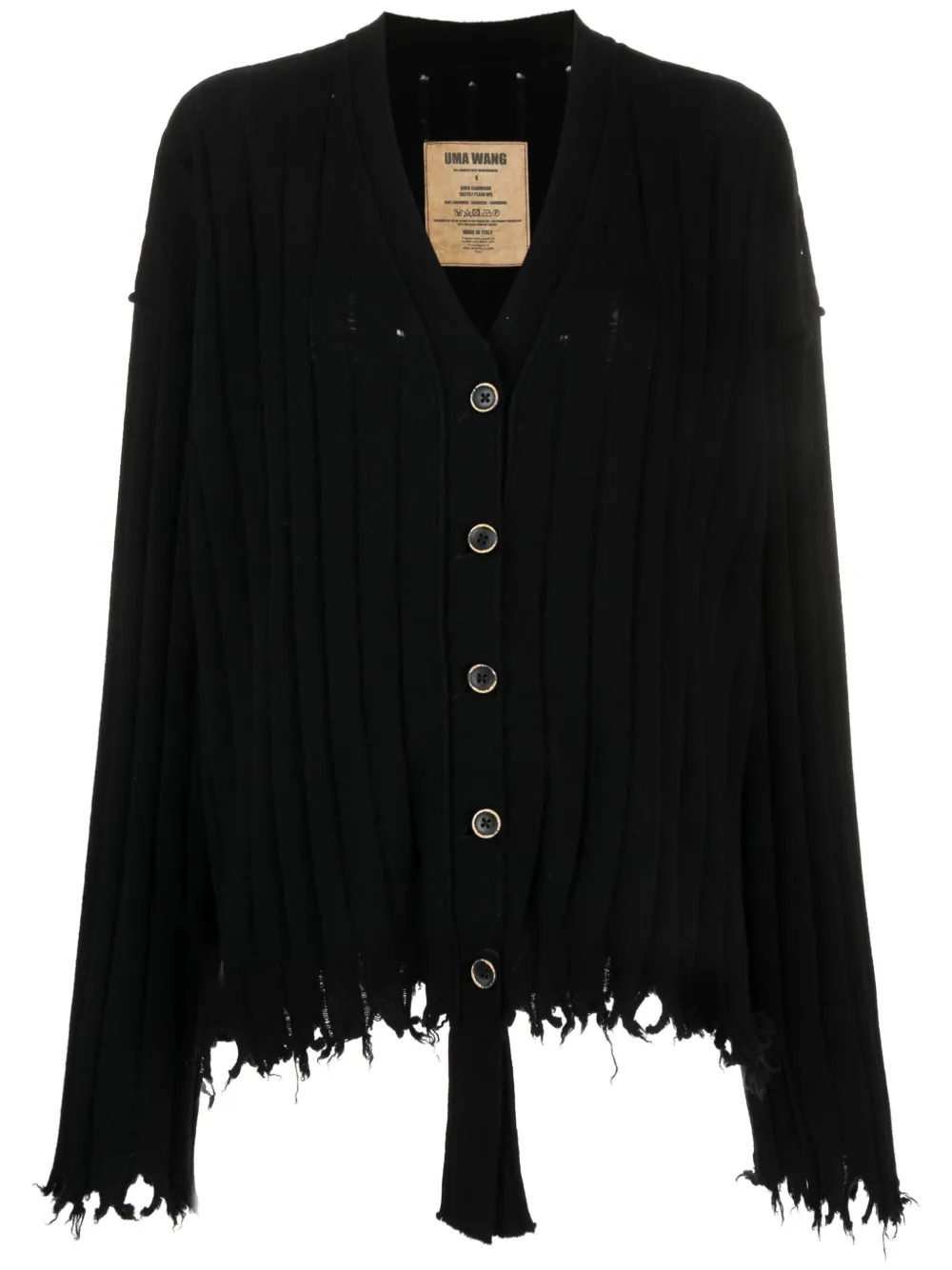 Shop Uma Wang Raw-edge V-neck Cardigan In Black