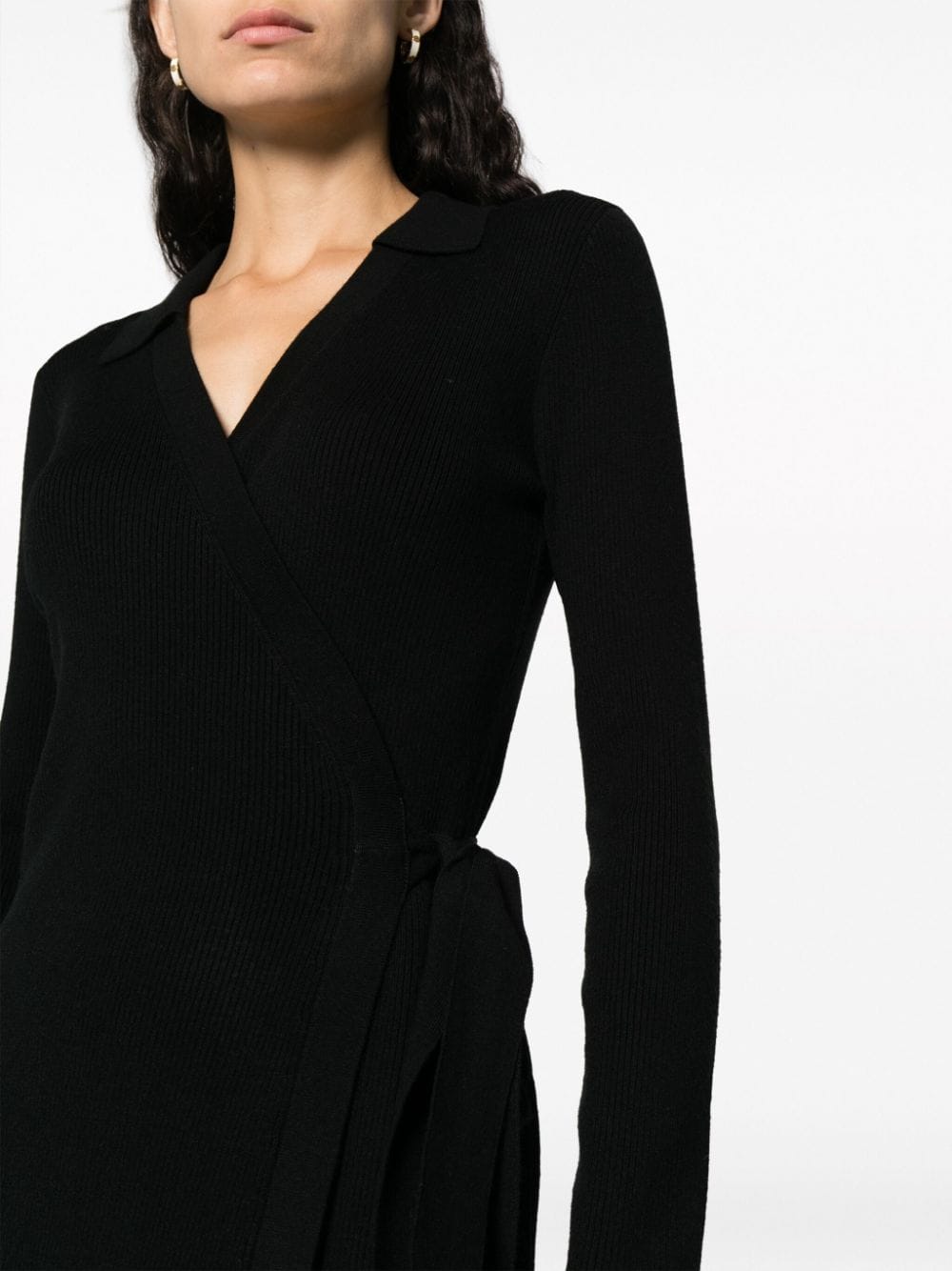 Shop Diane Von Furstenberg Mida Wrap Ribbed-knit Dress In Black
