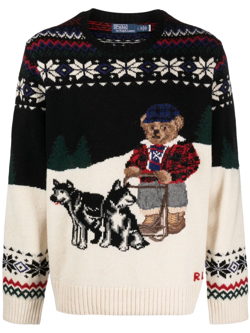 Shop Polo Ralph Lauren Polo Bear Intarsia-knit Jumper In Black