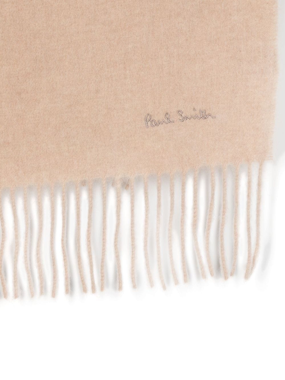 Paul Smith logo-embroidered cashmere scarf - Beige