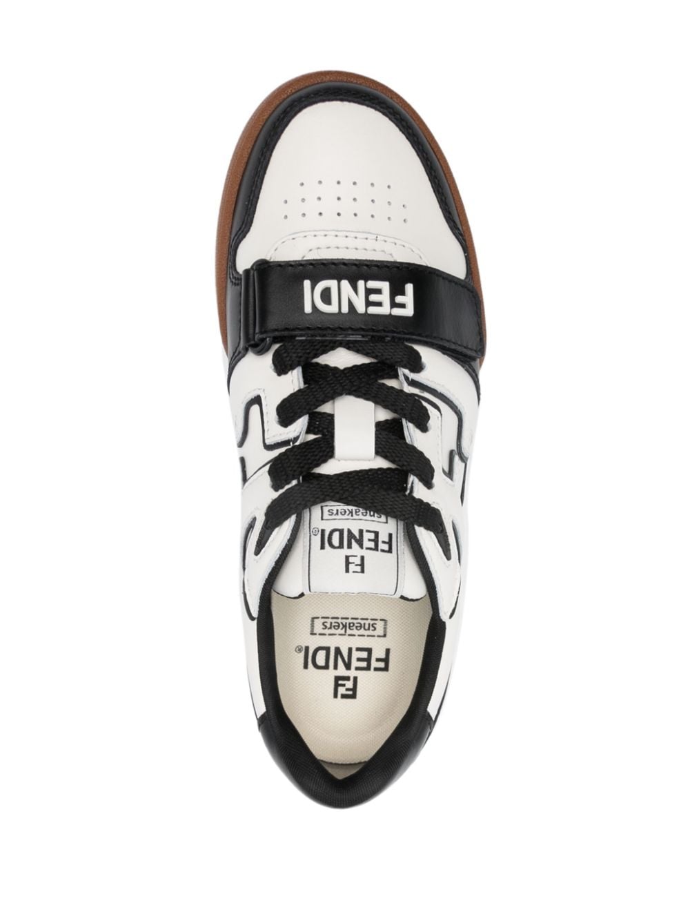 Shop Fendi Match Panelled Leather Sneakers In Black