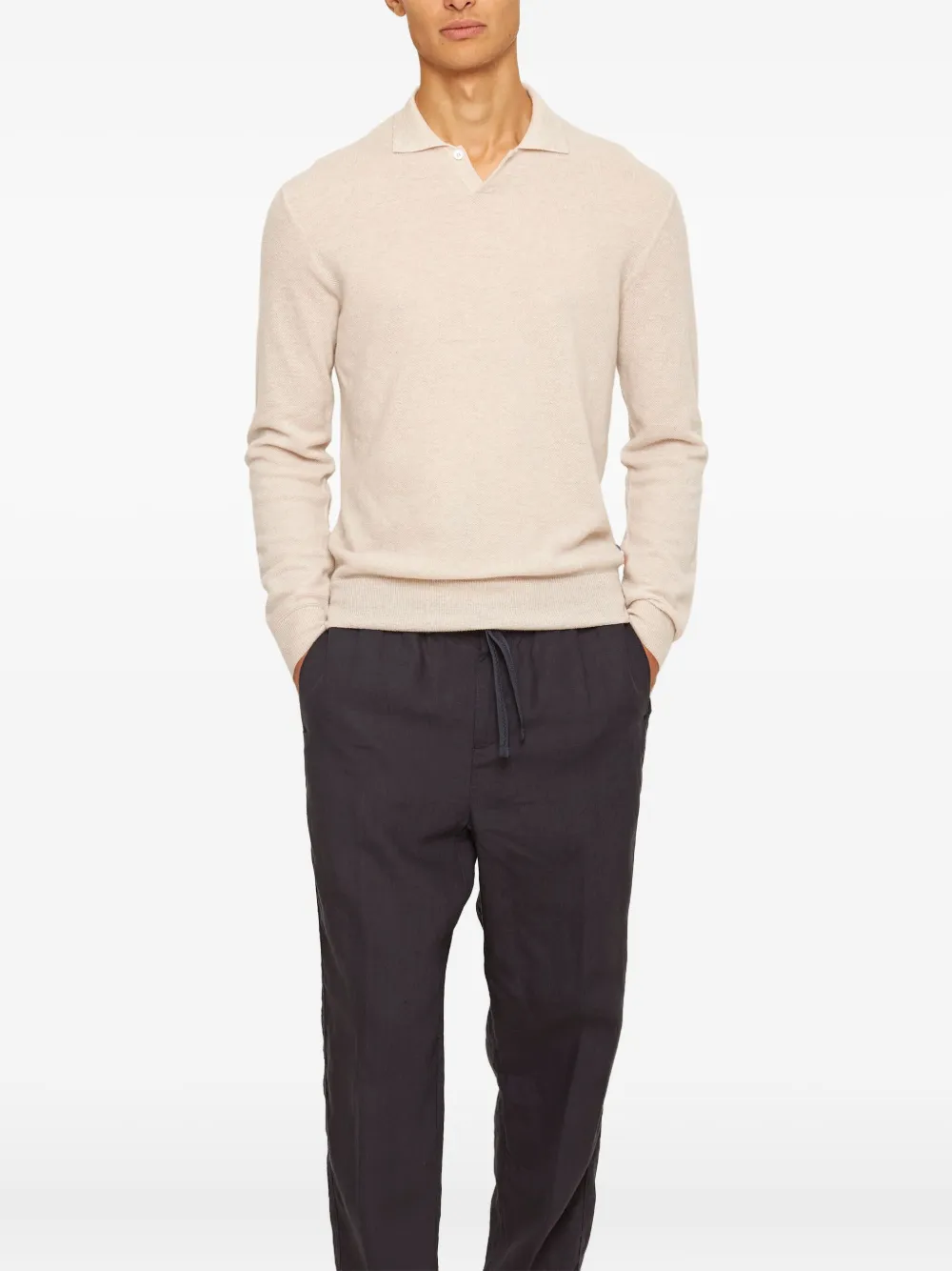 Orlebar Brown 브루노 캐시미어 긴소매 폴로 셔츠 | Image 2