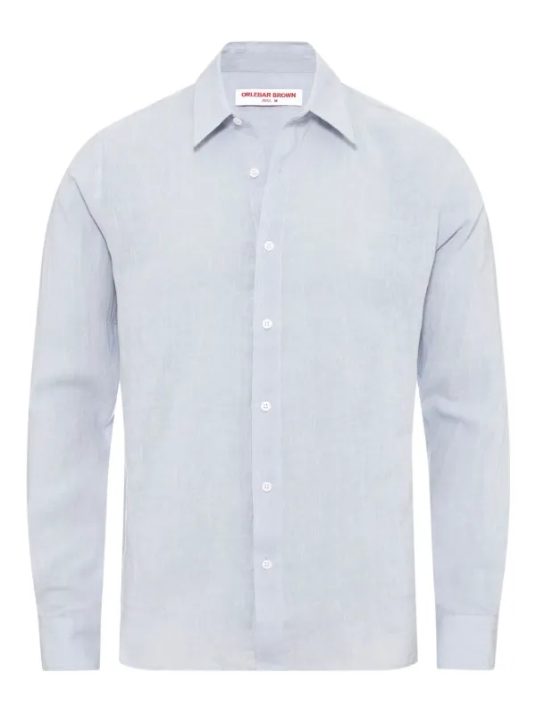 Orlebar Brown Justin Linen Shirt in Blue