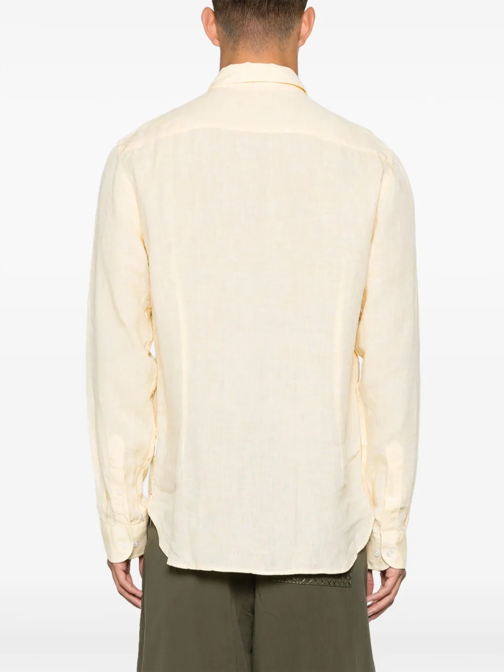 Shop Orlebar Brown Giles Long-sleeve Linen Shirt In Yellow