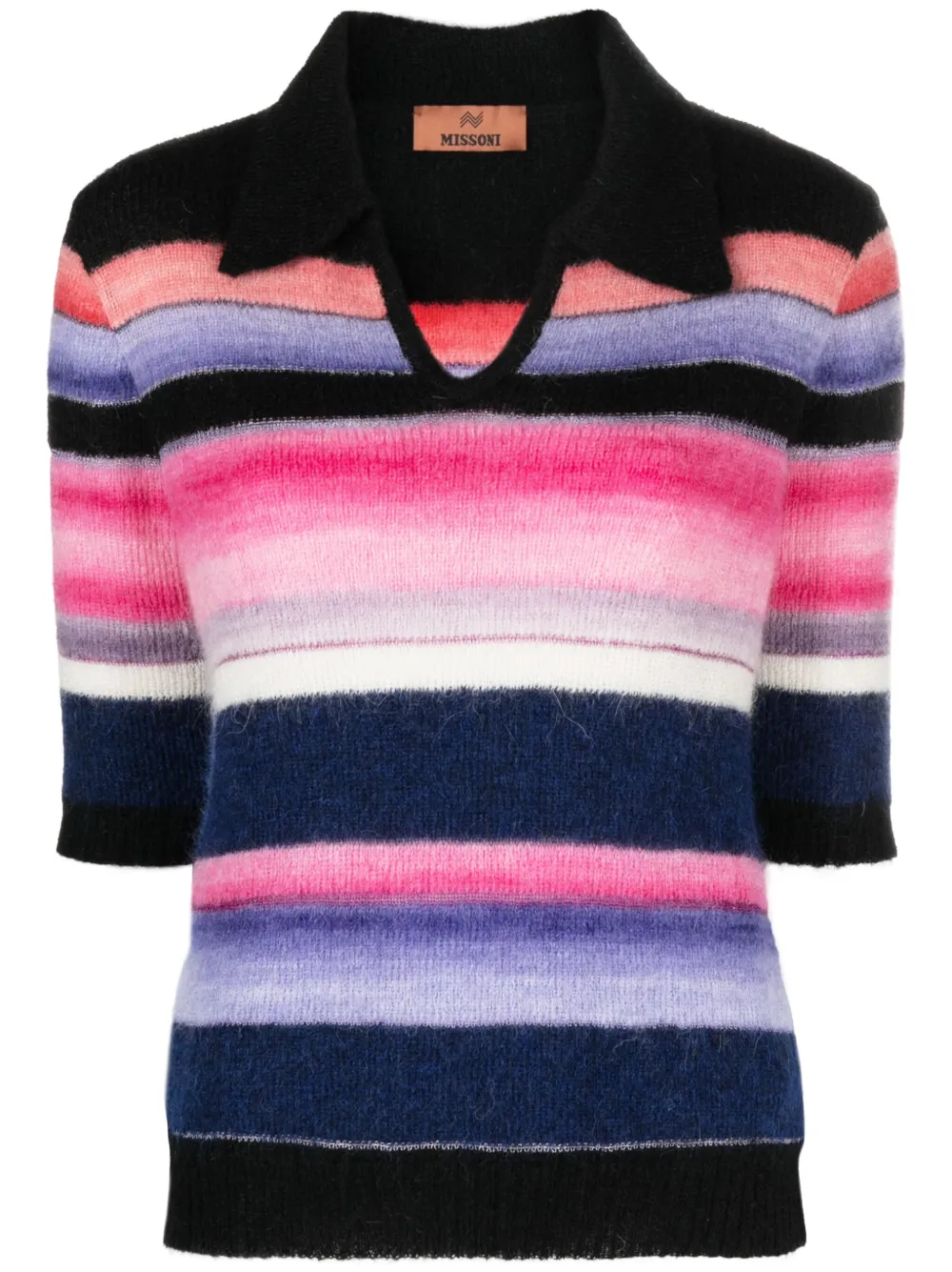 Missoni striped knitted polo top