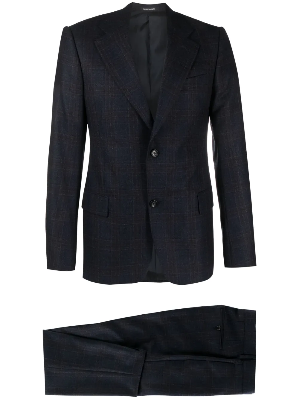 Shop Emporio Armani Plaid-check Single-breasted Suit In Blue