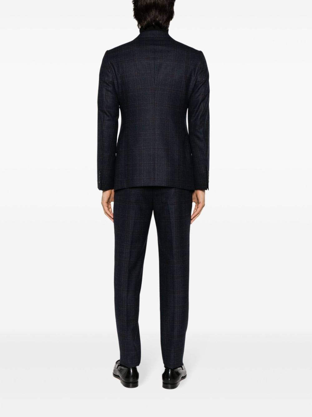 Shop Emporio Armani Plaid-check Single-breasted Suit In Blue