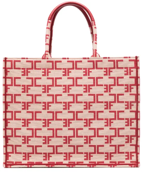 Elisabetta Franchi large monogram-jacquard tote bag
