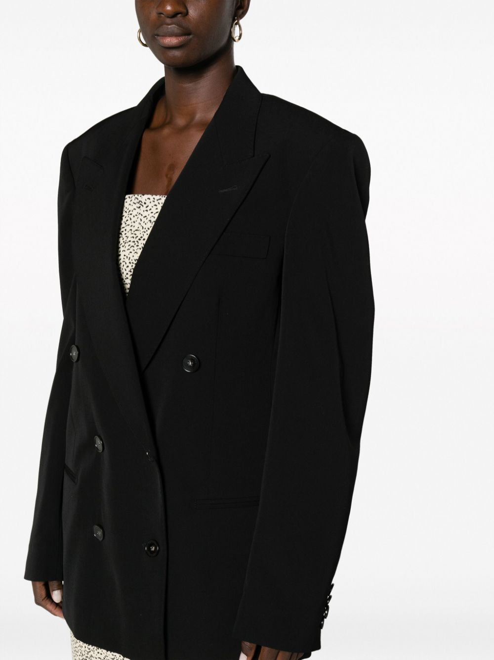 Shop Stella Mccartney Double-breasted Stretch-wool Blazer In Black