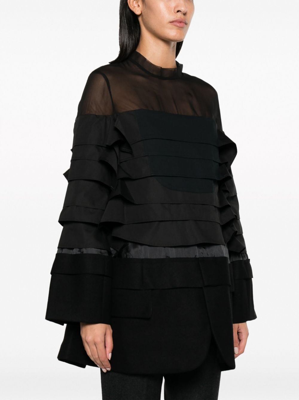 Shop Sacai Layered-effect Panelled Minidress In Black