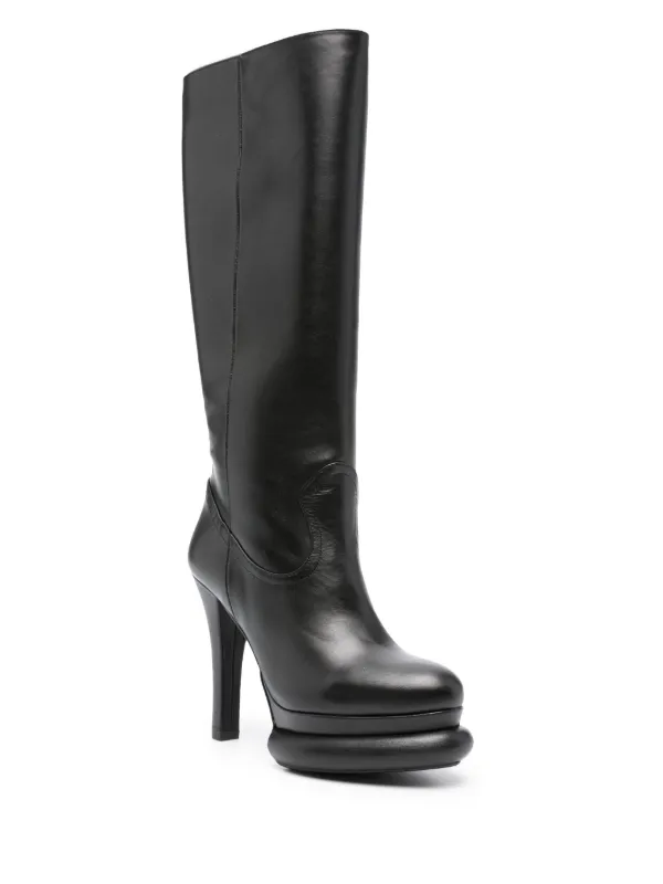 Women's black leather deals high heel boots