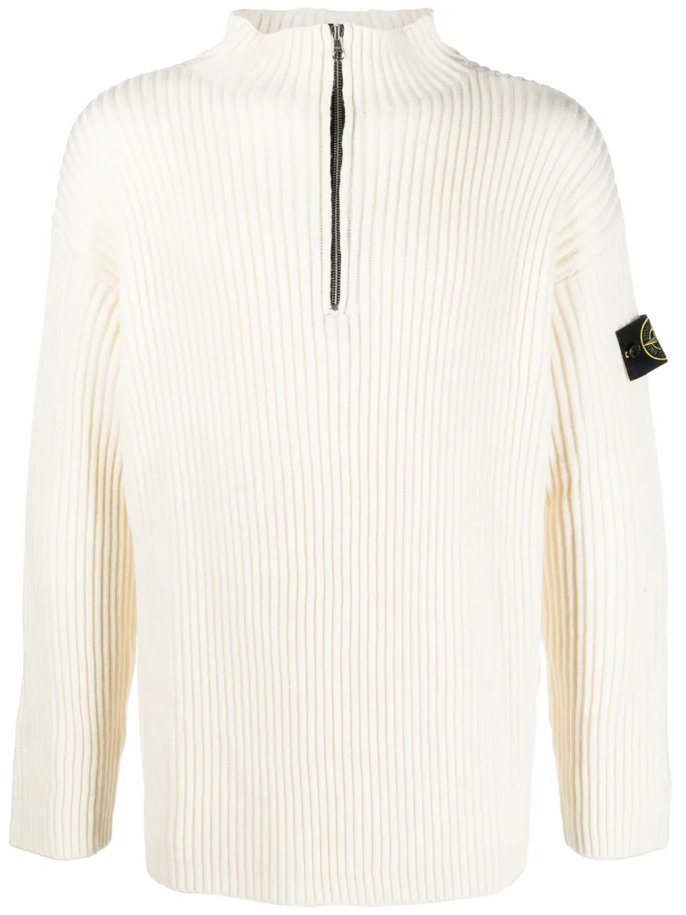 Stone Island Compass-motif Virgin Wool Jumper In White