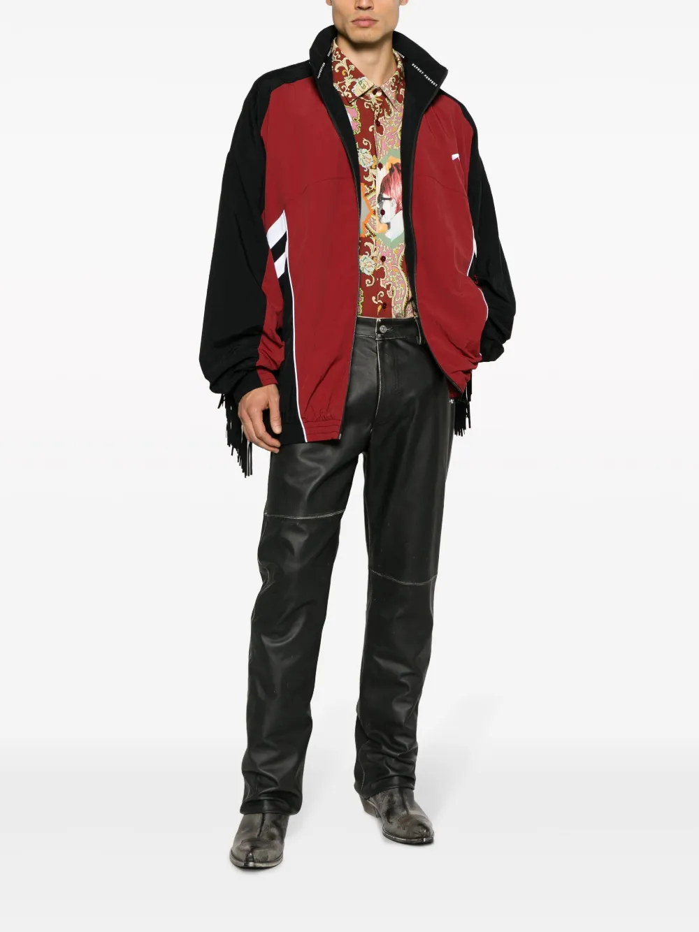 Shop Martine Rose Fringed Track Jacket In Red