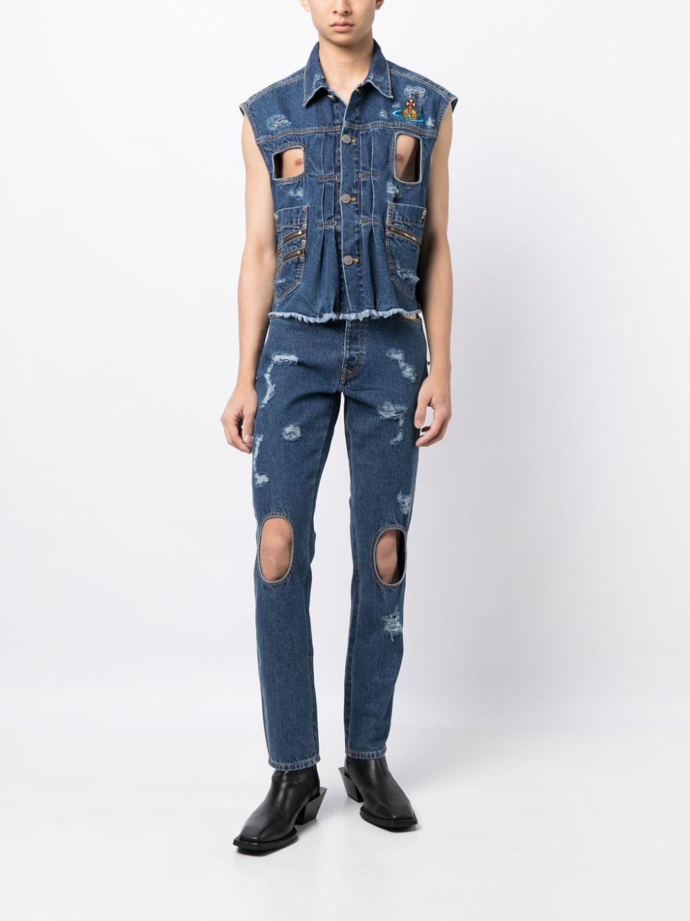 Shop Vivienne Westwood Mid-rise Straigh-leg Jeans In Blue