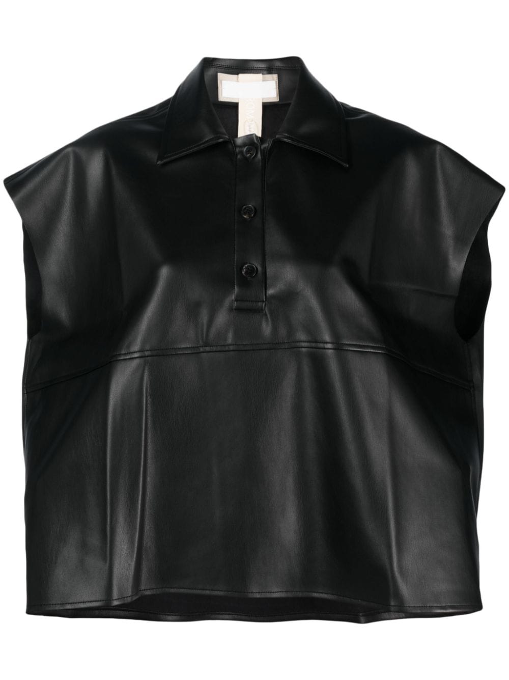 Litkovskaya Sleeveless Cropped Polo Shirt In Black