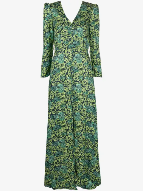 Saloni Margot V-neck silk long dress