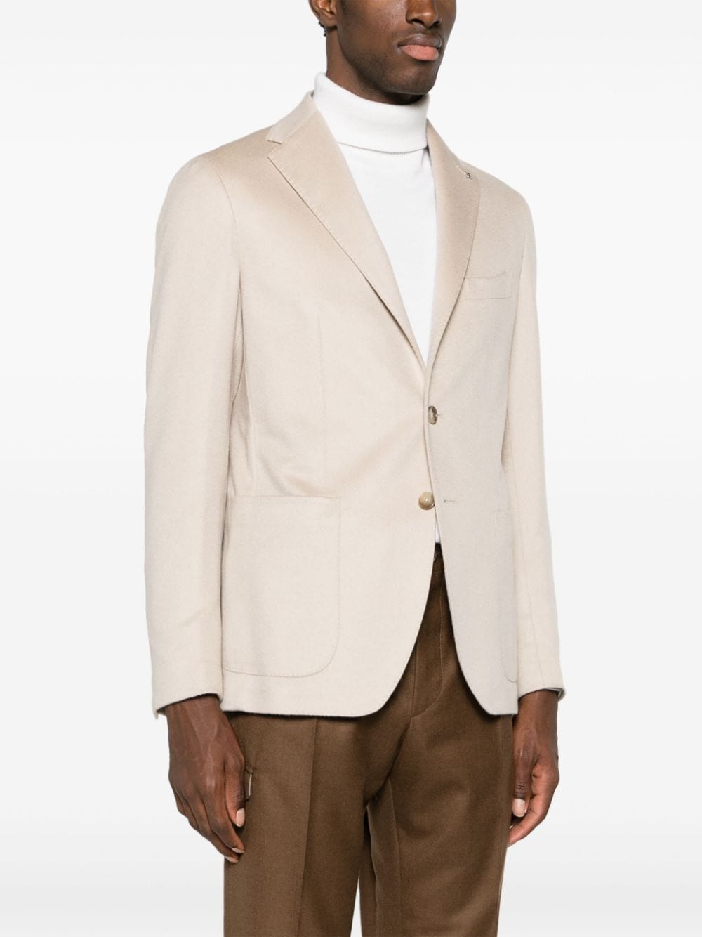 Shop Tagliatore Single-breasted Cashmere Blazer In Neutrals