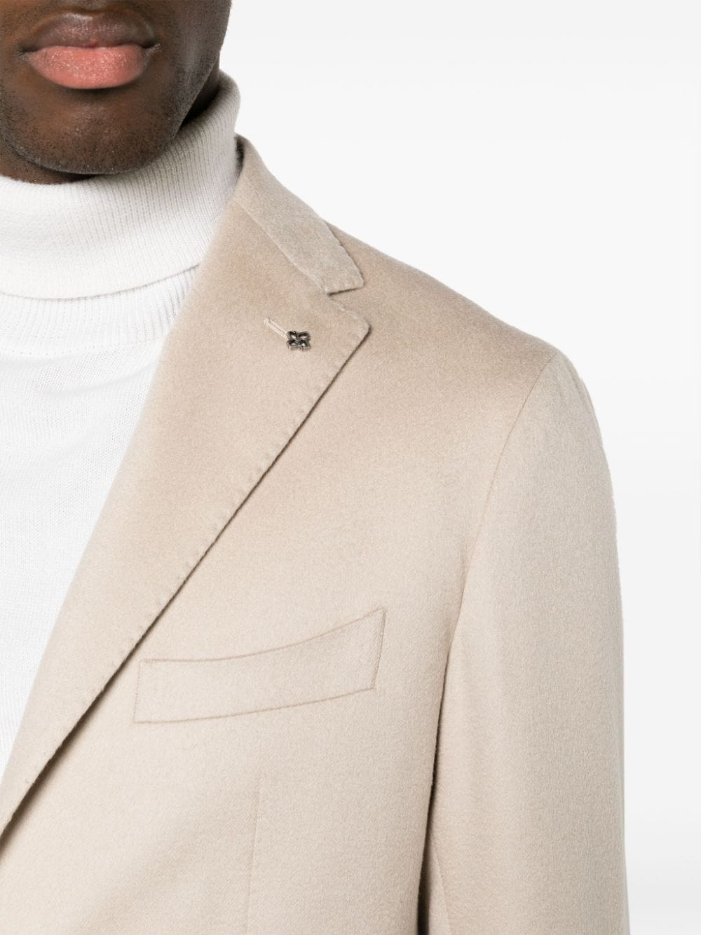 Shop Tagliatore Single-breasted Cashmere Blazer In Neutrals