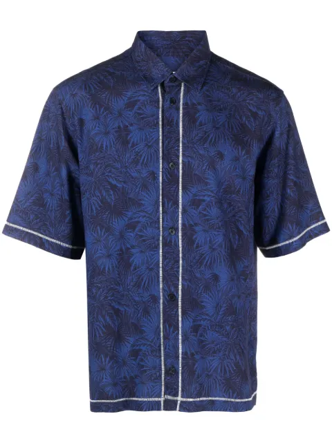 Orlebar Brown leaf-print seam-detail shirt