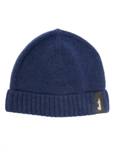 Borsalino logo-patch cashmere beanie