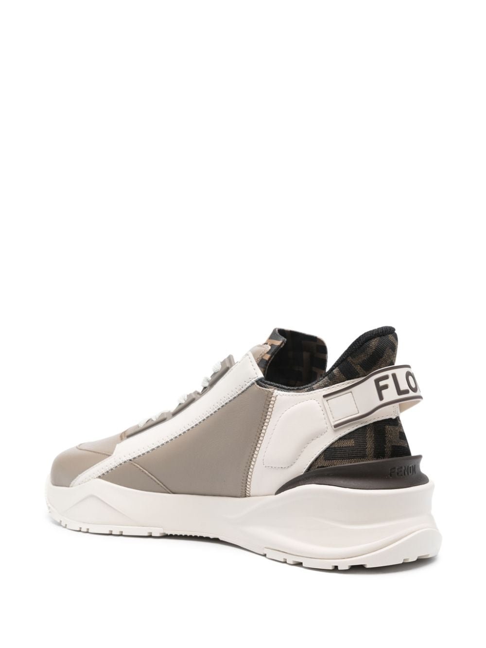 Shop Fendi Flow Panelled Leather Sneakers In Brown