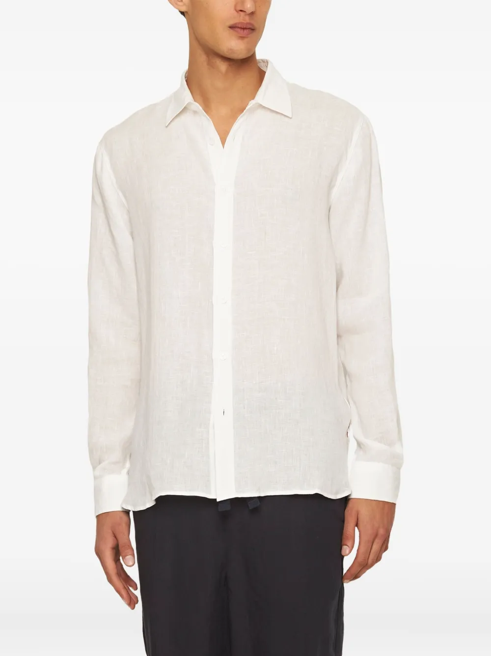 Justin Pointed-Collar Linen Shirt