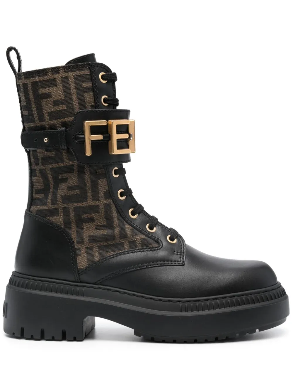 Shop Fendi Graphy Logo-plaque Leather Boots In Black