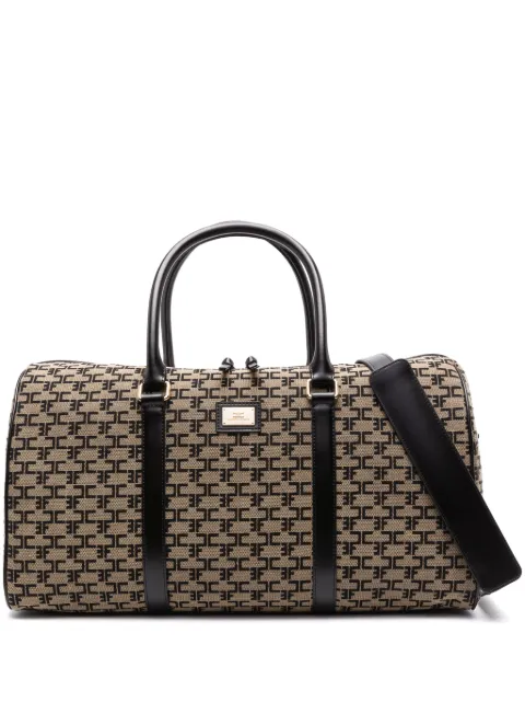 Elisabetta Franchi logo-plaque monogram-jacquard luggage bag