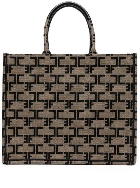 Elisabetta Franchi large monogram-jacquard tote bag