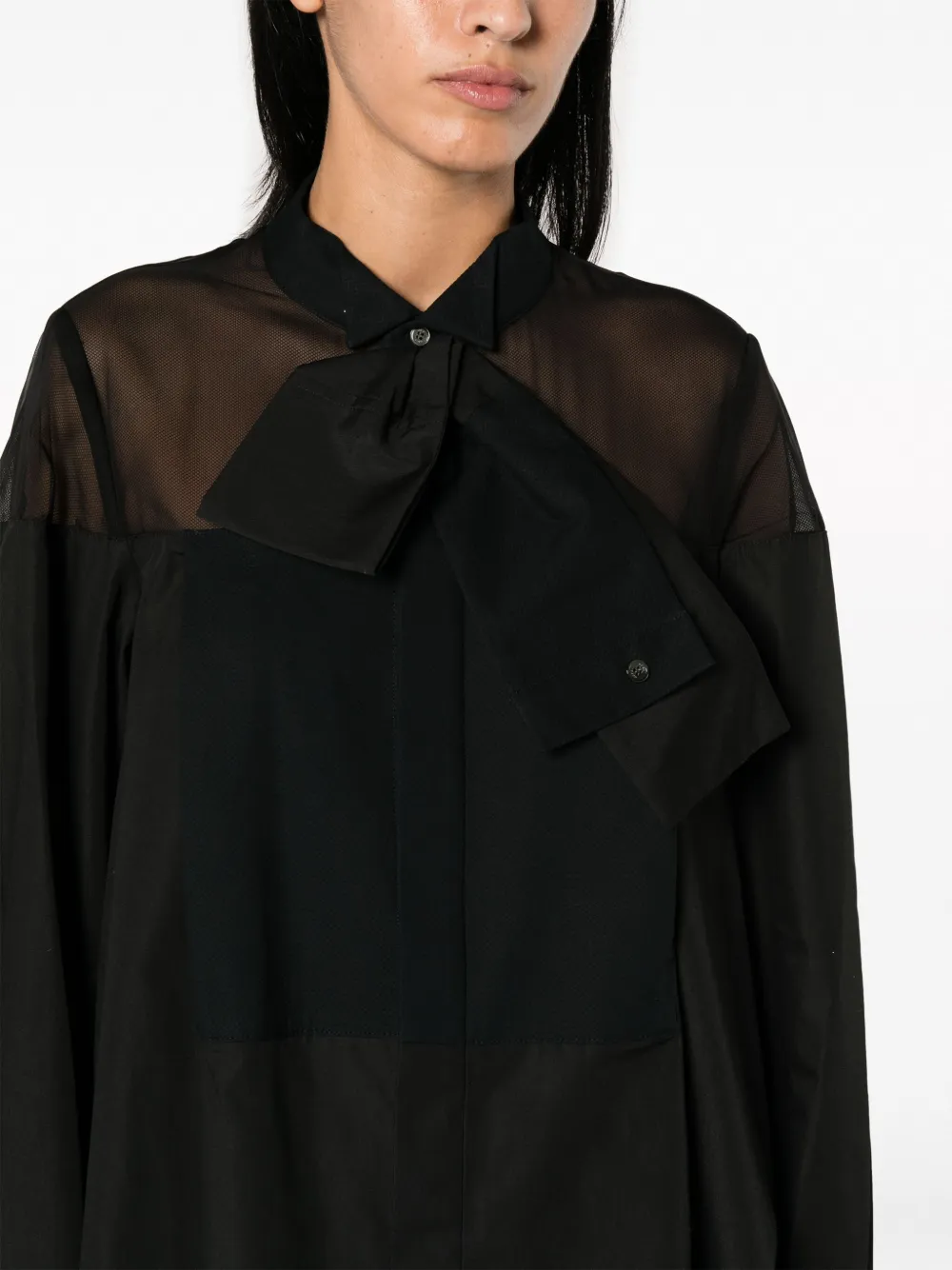 sacai Blouse met doorzichtige vlakken Zwart