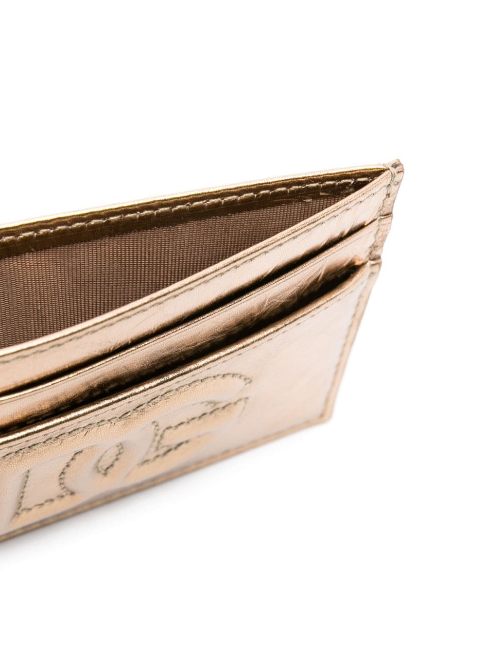 Shop Dolce & Gabbana Embossed-logo Metallic-effect Wallet In Gold