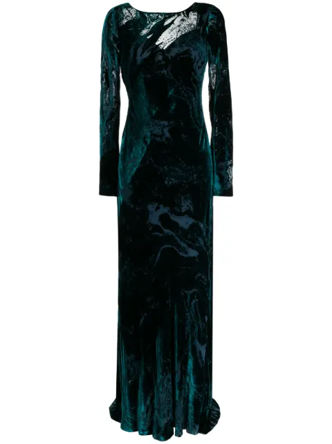 Alberta Ferretti pleated velvet maxi dress