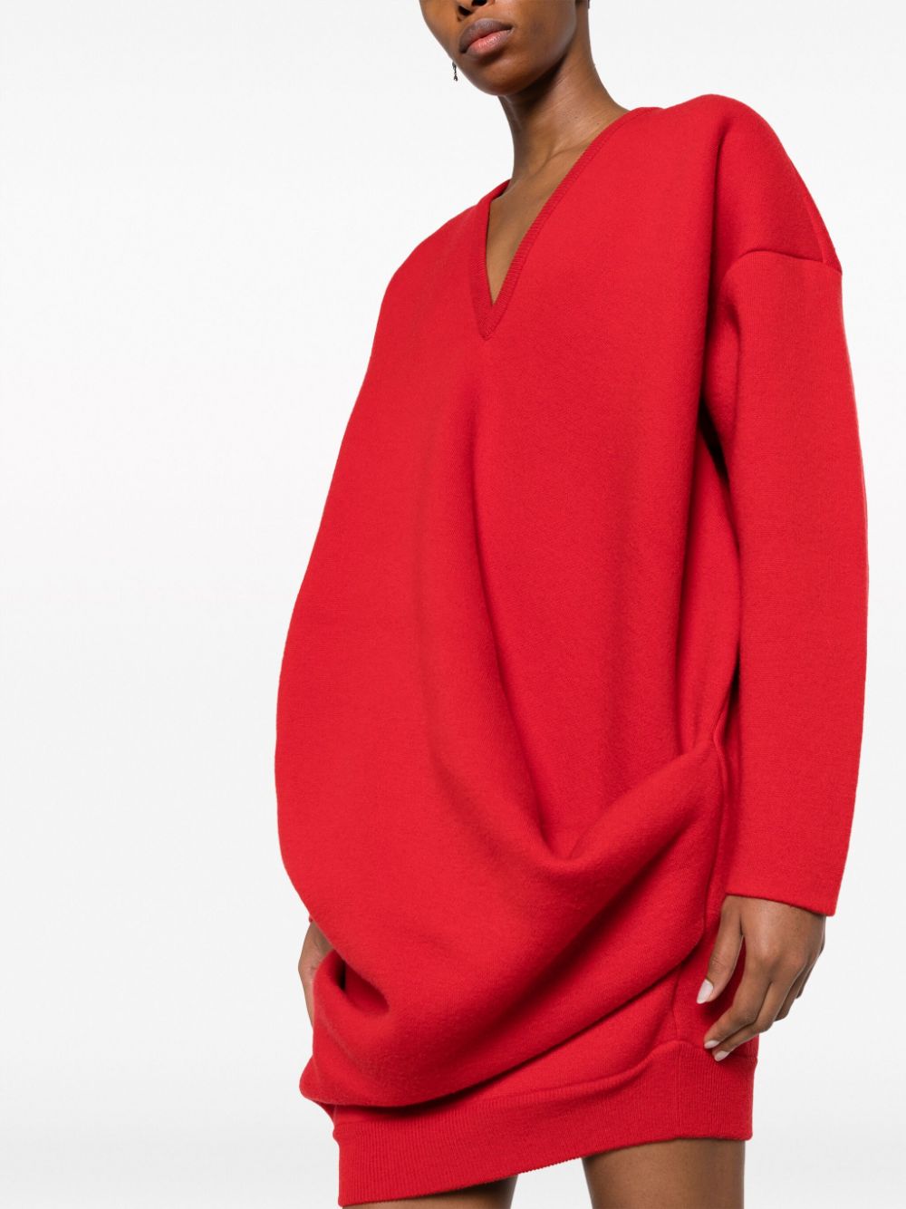 Shop Loewe Long-sleeve Draped Minidress In Red