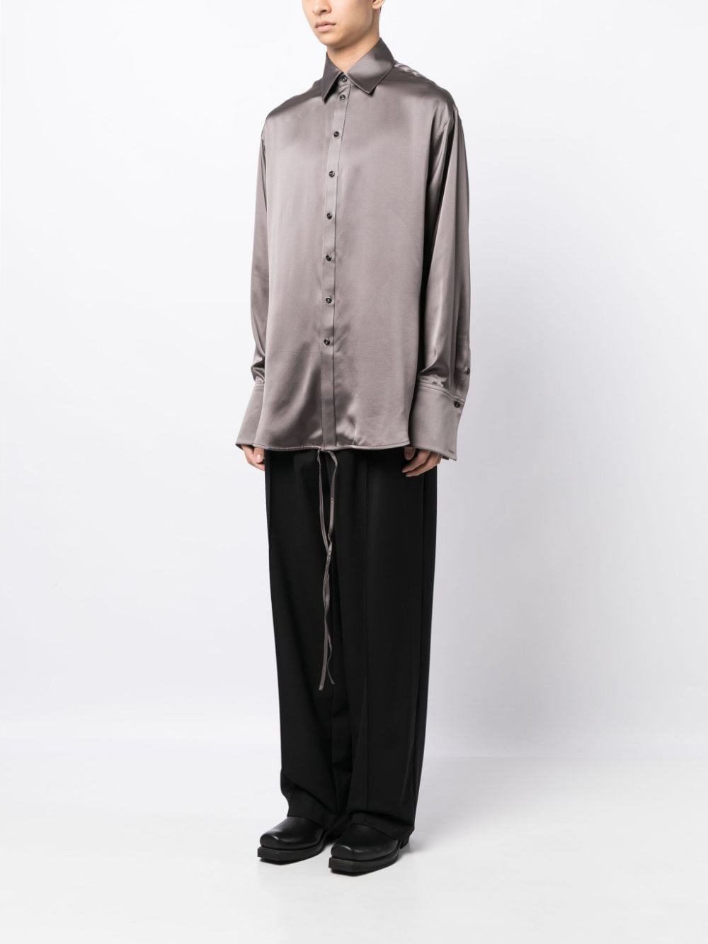 Shop Peter Do Convertible Silk Shirt In Grey