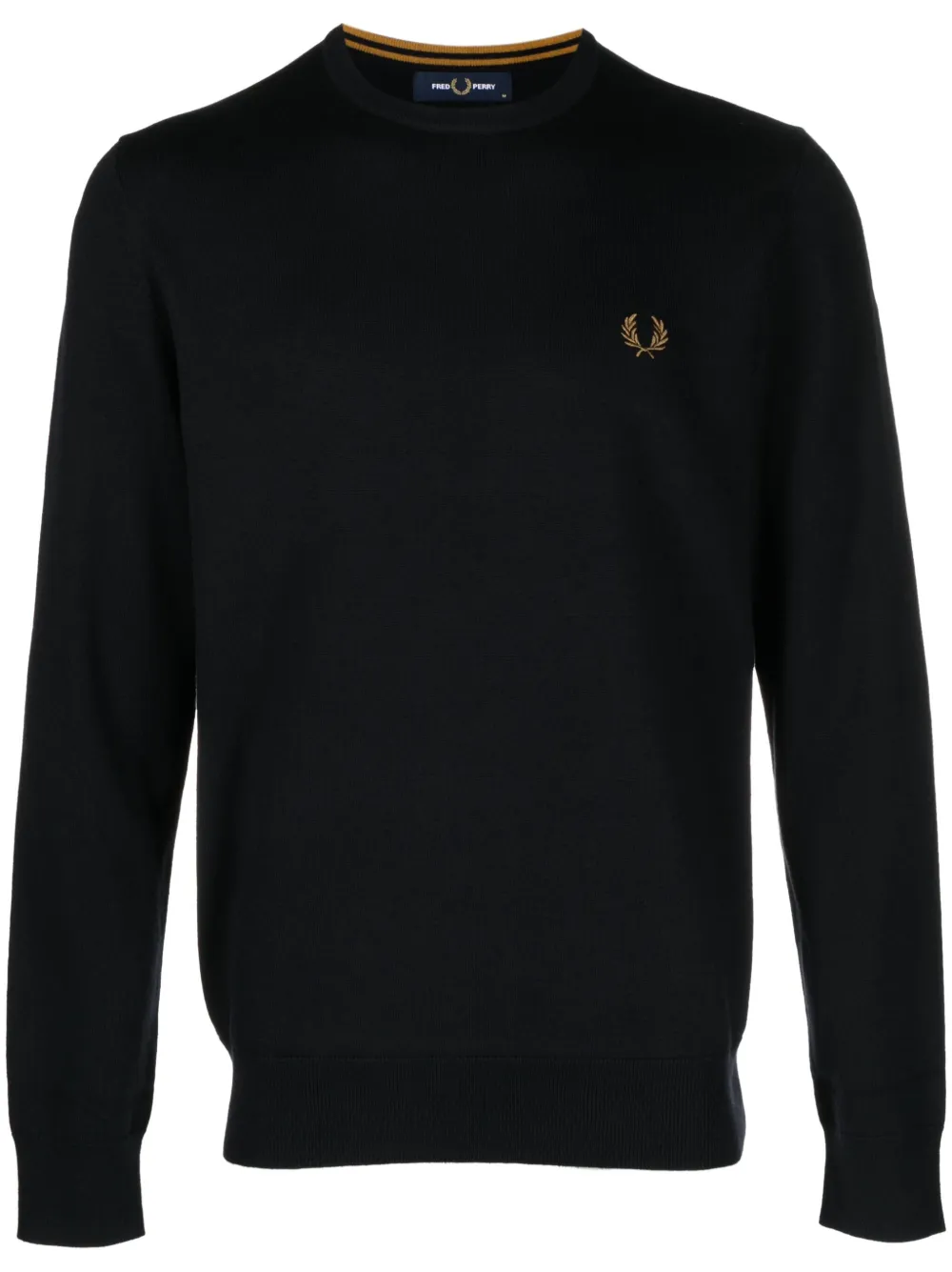 Fred Perry Black Wool And Cotton Sweater In Blue