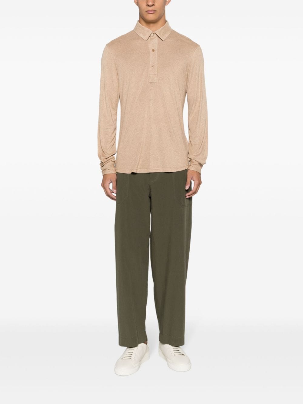 Shop Orlebar Brown Sebastian Long-sleeve Polo Shirt In Neutrals