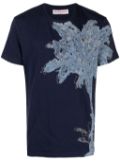 Orlebar Brown palm-tree-print organic-cotton-linen-blend T-shirt - Blue