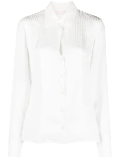 LIU JO monogram-jacquard long-sleeve satin shirt