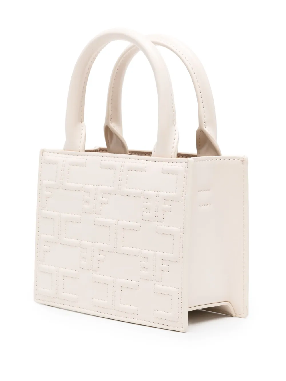 Elisabetta Franchi Logo Charm Mini Tote Bag In White