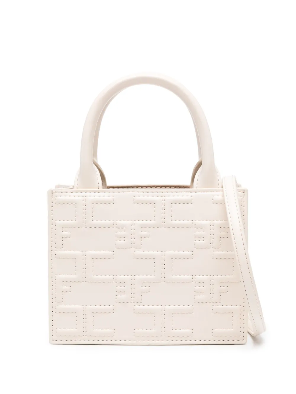 Elisabetta Franchi Logo Charm Mini Tote Bag In White
