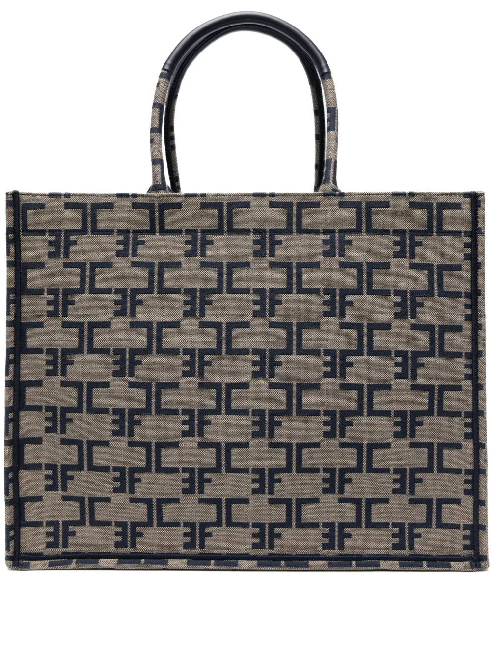 Elisabetta Franchi Large Monogram Tote Bag - Neutrals