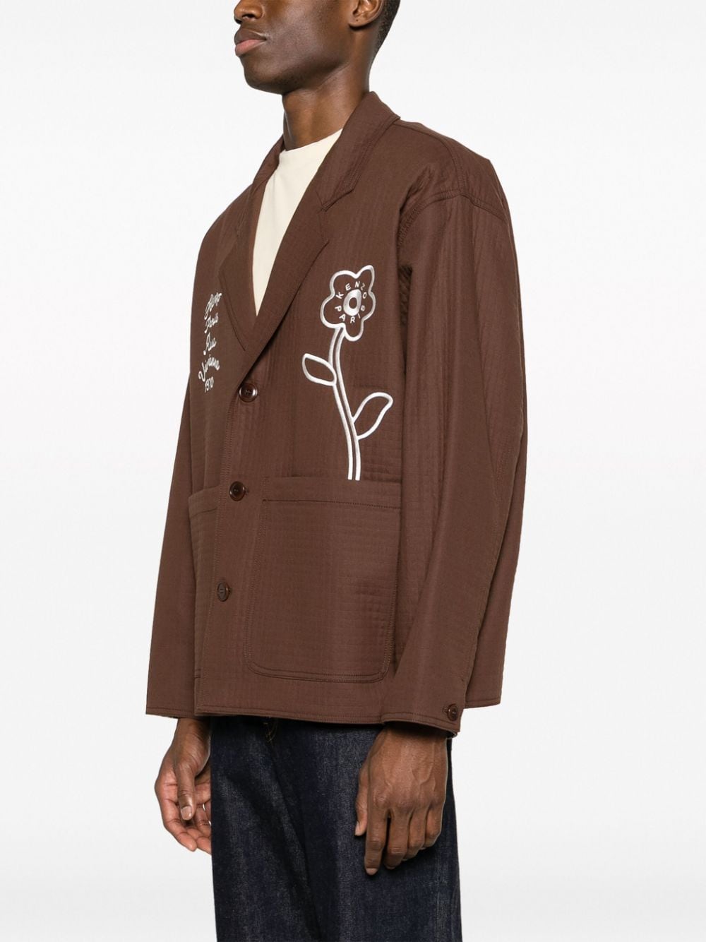 Shop Kenzo Rue Vivienne Cotton Shirt Jacket In Brown