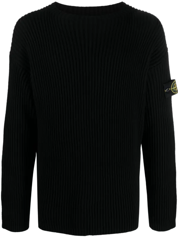 Stone island black knitted jumper sale